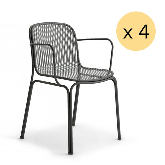 ZILO | Lot de 4 fauteuils indoor outdoor en acier